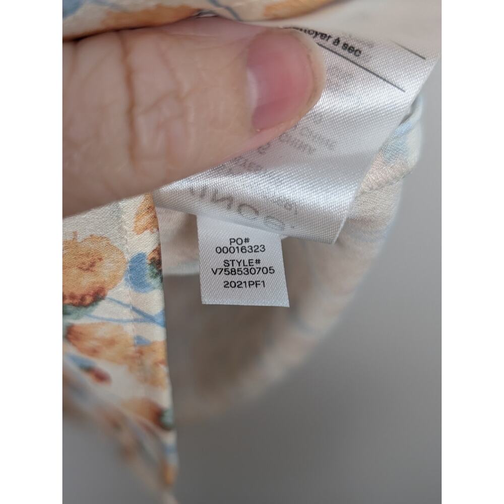 Vince Midi Skirt 6 Cream Blue Carnation Print Asymmetric Cascade Drape - Picture 12 of 12